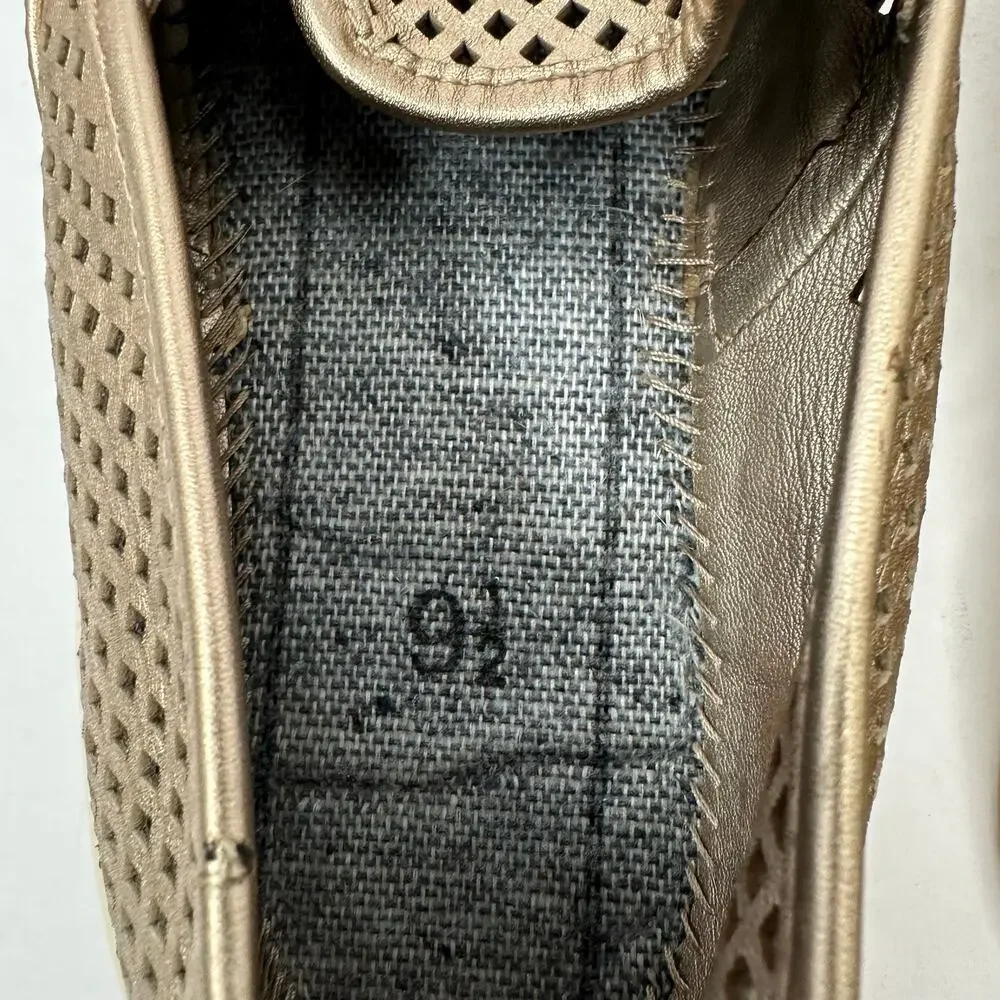Tory Burch Women size 9.5 Metallic Gold Perforated Leather Slip On Shoes